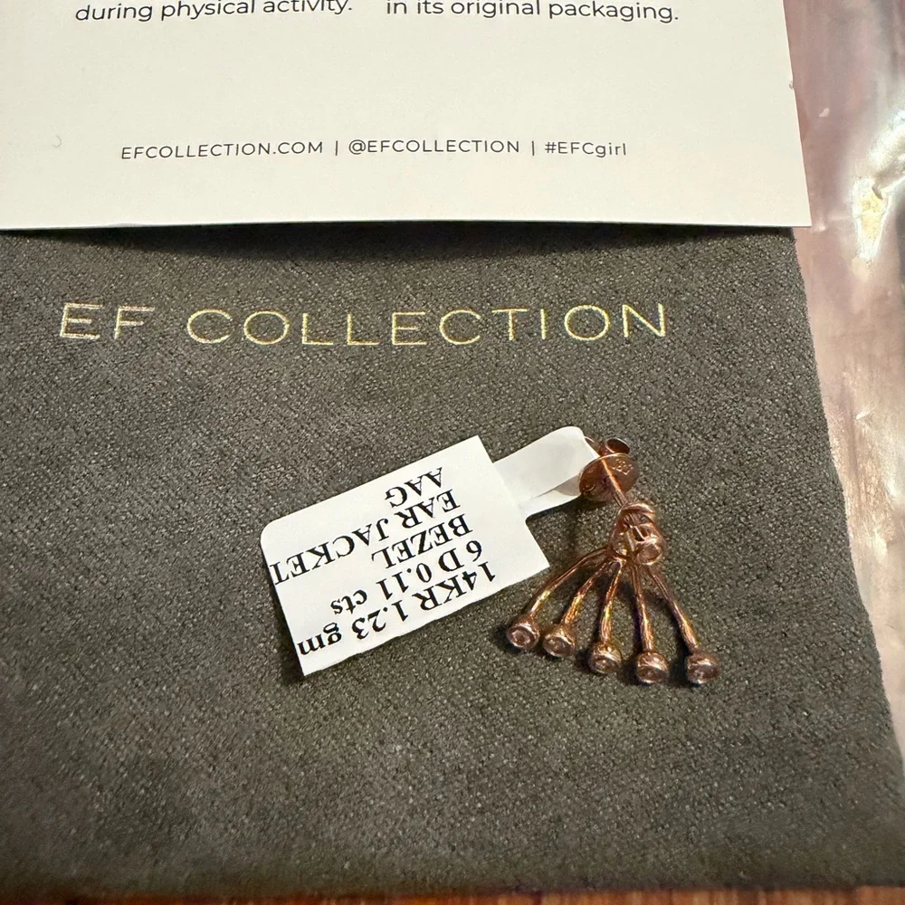New with Tags EF Collection 14 Carat Rose Gold Diamond Single Earring - Picture 1 of 5